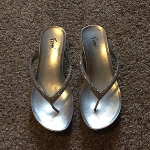 Sparkly wedged sandals